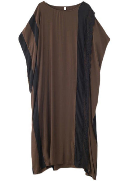 French Chocolate Patchwork Cotton Lace Summer Dresses