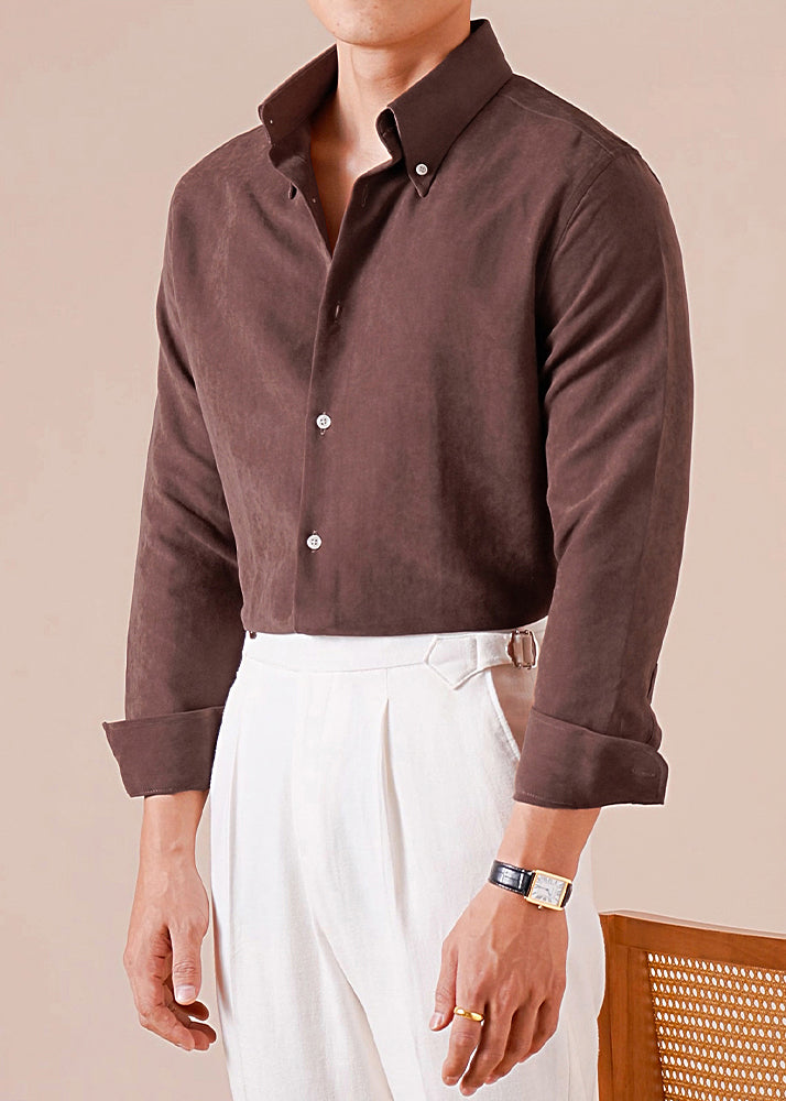 French Chocolate Peter Pan Collar Button Cotton Shirts Fall