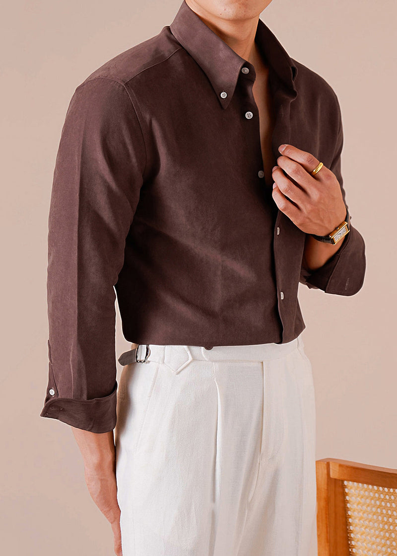 French Chocolate Peter Pan Collar Button Cotton Shirts Fall