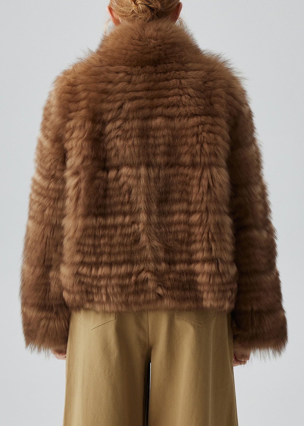 French Coffee Stand Collar Pockets Leather and Fur Coats Winter
