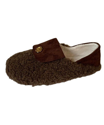 French Comfy Splicing Penny Loafers White Faux Fur