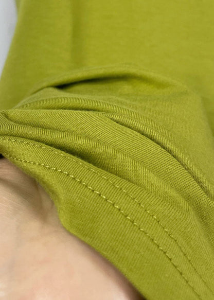 French Green O-neck Oversized Color Cotton Maxi Dress Half Sleeve