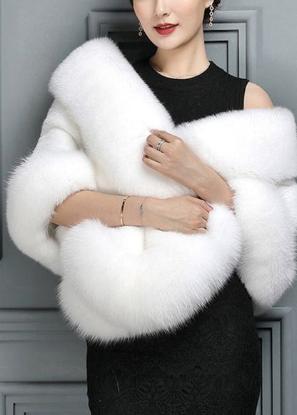 French Grey Warm Faux Fox Fur ' Shawl Winter