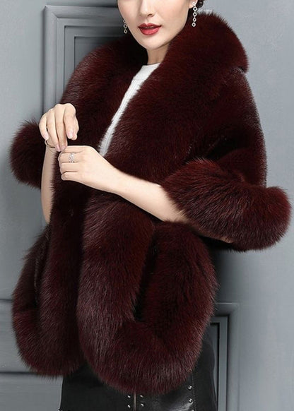 French Grey Warm Faux Fox Fur ' Shawl Winter
