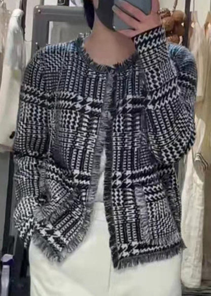 French Light Camel O-neck Tassel Woolen Cardigan Spring