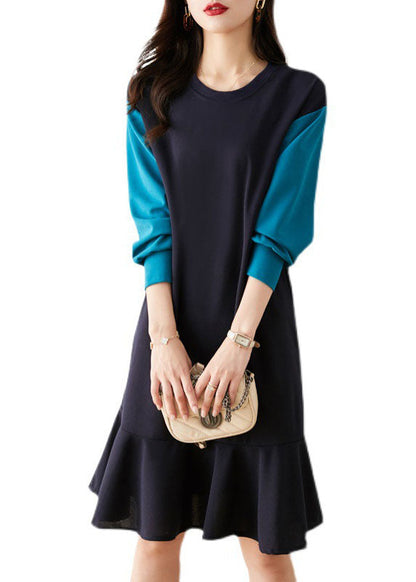 French Navy Sweatshirt Street Dress Winter