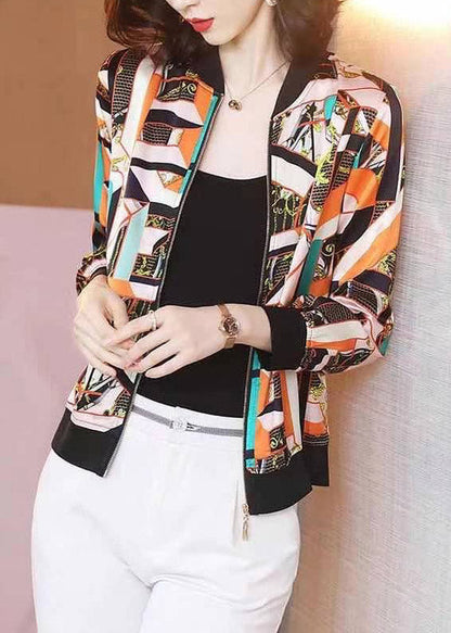 French O-neck Print Chiffon Sunscreen Coat Summer