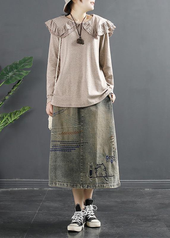 French Peter Pan Collar Blouses For Women Design Chocolate Shirts