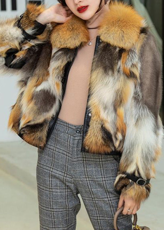 French Red Square Collar Warm Mink Velvet Leather and Fur Coat Winter