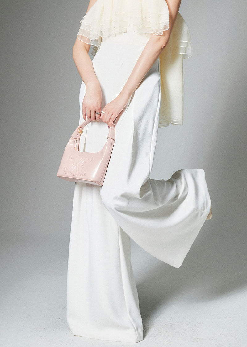 French White High Waist Cotton Wide Leg Pants Summer