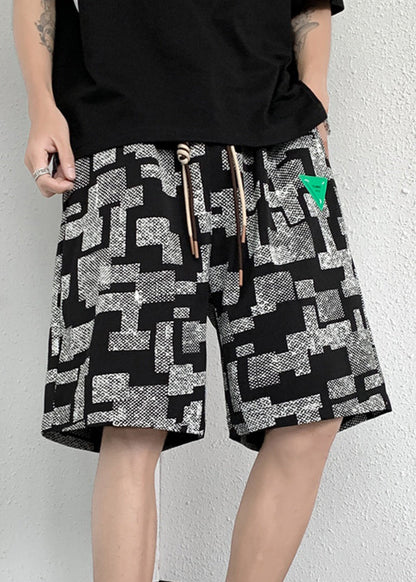 French White Plaid Lace Up Cotton Shorts Summer