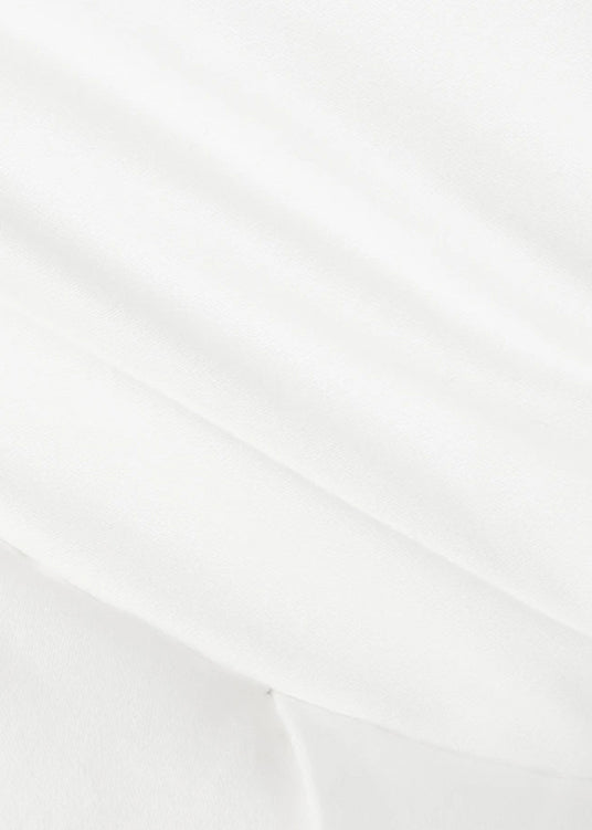 French White Puff Sleeve Wrinkled Cotton Top Spring