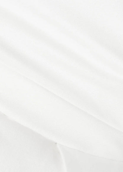 French White Puff Sleeve Wrinkled Cotton Top Spring