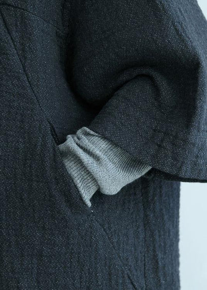 French Black Thick Cotton Clothes for Hooded Traveling Winter Dress