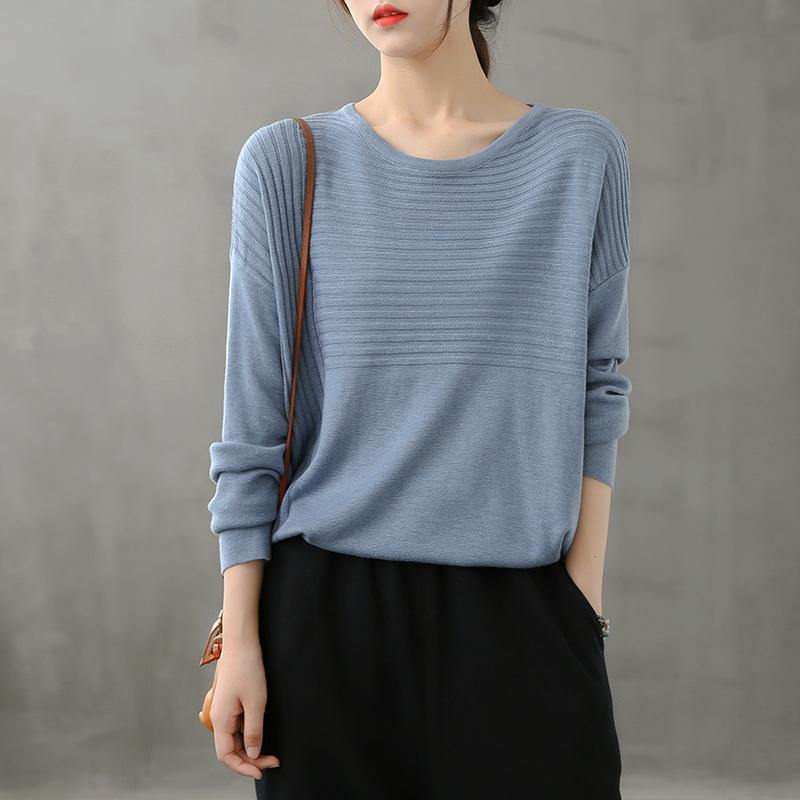French Blue Clothes for O Neck Clothing Fall Top