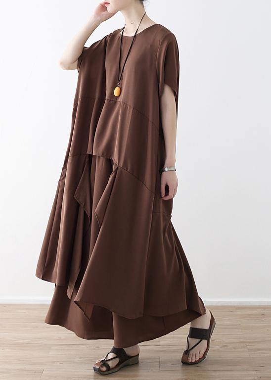 French Chocolate Catwalk Asymmetric Tops and Wide Leg Pants Loose Summer
