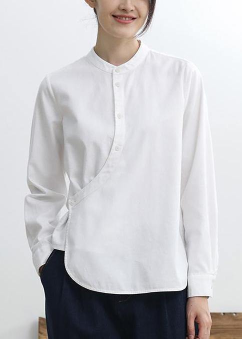French Cotton Blouse Curving Single Breasted Shirt