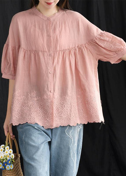 French Cotton Whhite Shirts Boutique Summer Loose Embroidery Shirt