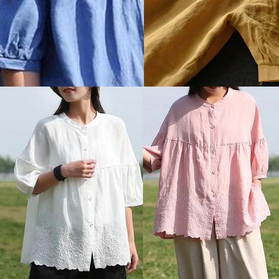 French Cotton Whhite Shirts Boutique Summer Loose Embroidery Shirt