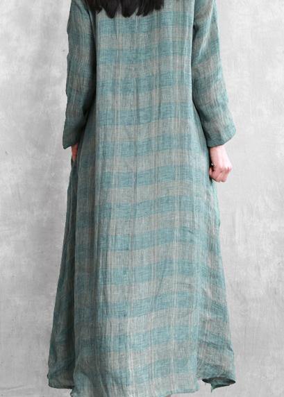 French Green Robes O Neck Asymmetric Kaftan Summer Dresses