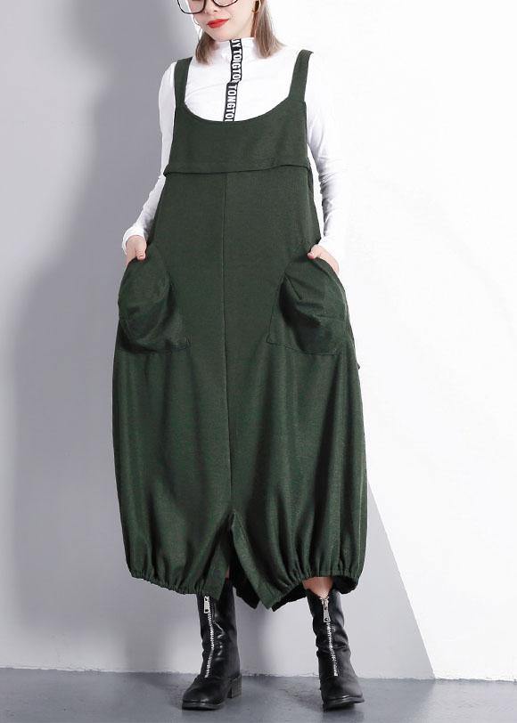 French Green Cotton Tunics for Sleeveless Maxi Fall Dresses