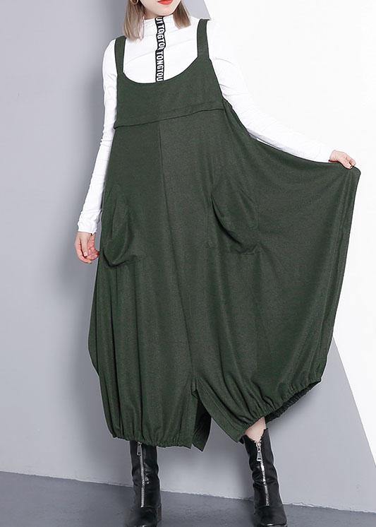 French Green Cotton Tunics for Sleeveless Maxi Fall Dresses
