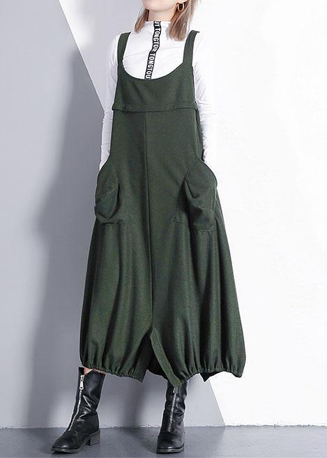 French Green Cotton Tunics for Sleeveless Maxi Fall Dresses
