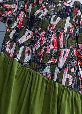 French Green Patchwork Cotton Quilting Dresses Prints Fall Dress