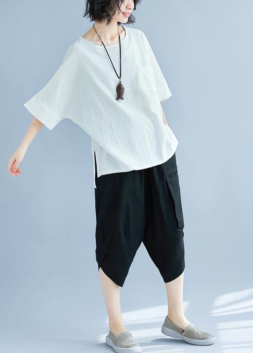 French Hooded Side Open Cotton Linen Clothes Fine Inspiration White Loose Blouse Summer