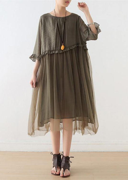 Orange Flower Tull Maxi Dresses Patchwork Chiffon Summer Dresses