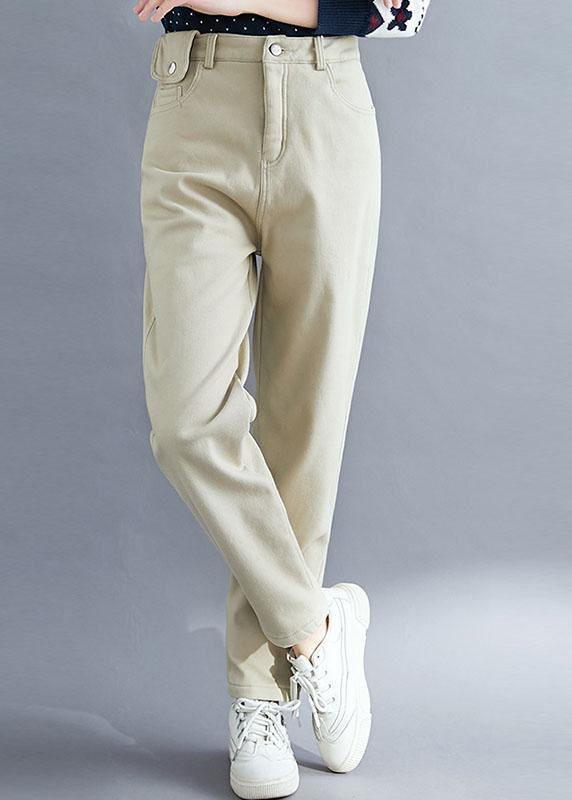 French Khaki Trousers Spring Pockets Pattern
