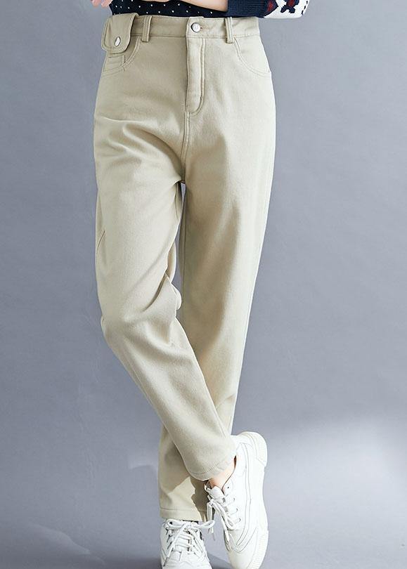 French Khaki Trousers Spring Pockets Pattern