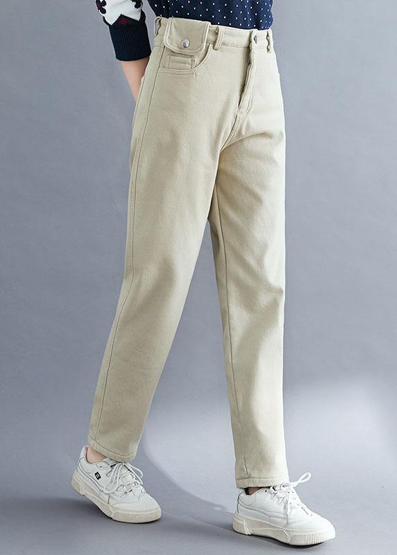 French Khaki Trousers Spring Pockets Pattern