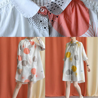 French Lapel Asymmetric Cotton Clothes Catwalk Yellow Dotted Dress Fall