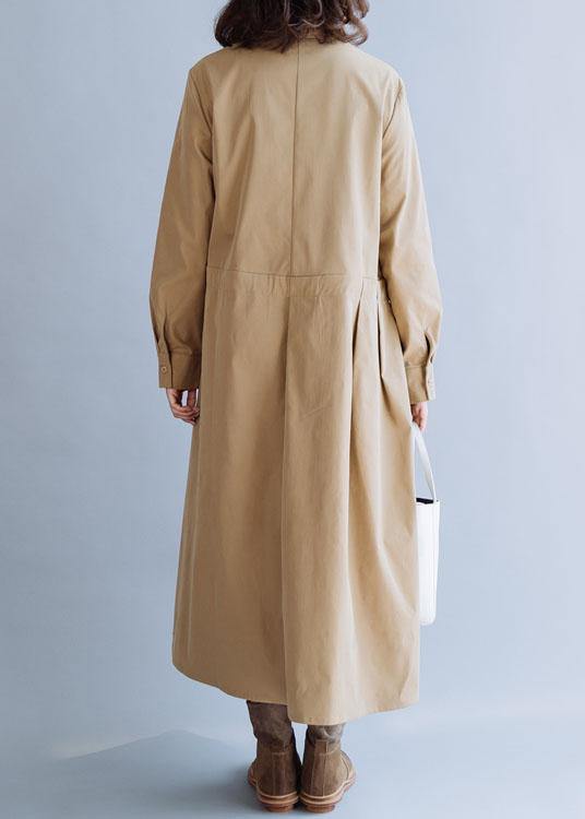 French Lapel Tie Waist Fine Tunic Coat Khaki Coats Fall