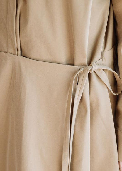 French Lapel Tie Waist Fine Tunic Coat Khaki Coats Fall