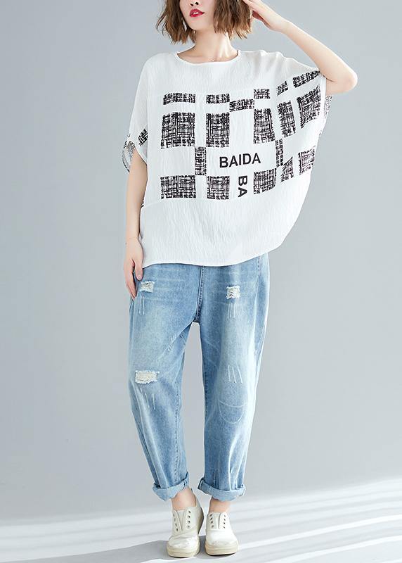 French O Neck Batwing Sleeve Blouse Fine Cotton White Plaid Dresses Top Summer