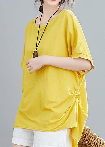 French O Neck Batwing Sleeve Blouses Neckline Yellow Blouse