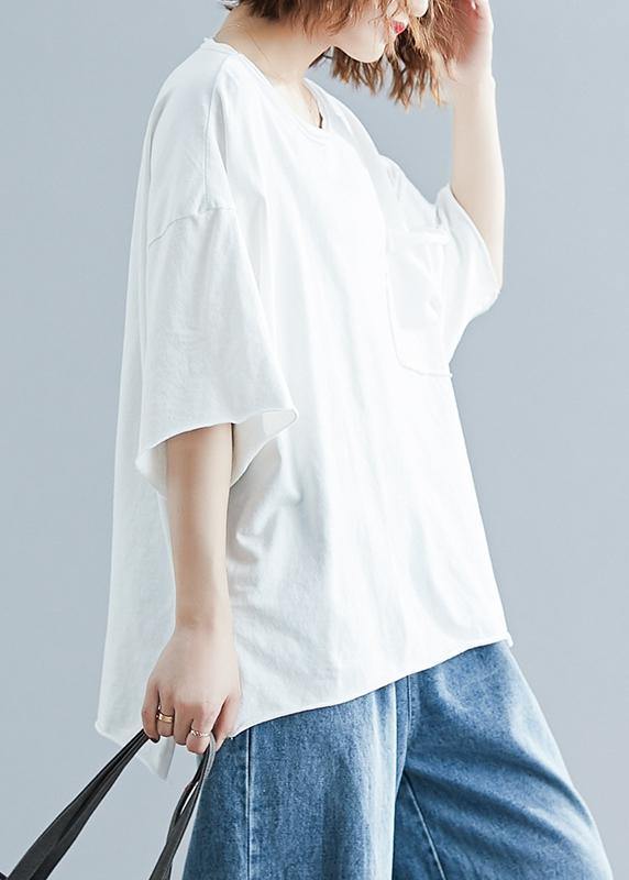 French O Neck Half Sleeve Cotton Summer Clothes for White Tops