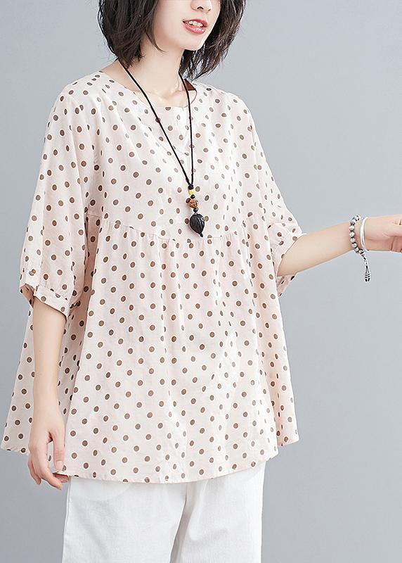 French O Neck Lantern Sleeve Cotton Summer Quilting Top Wardrobes Yellow Dotted Tops