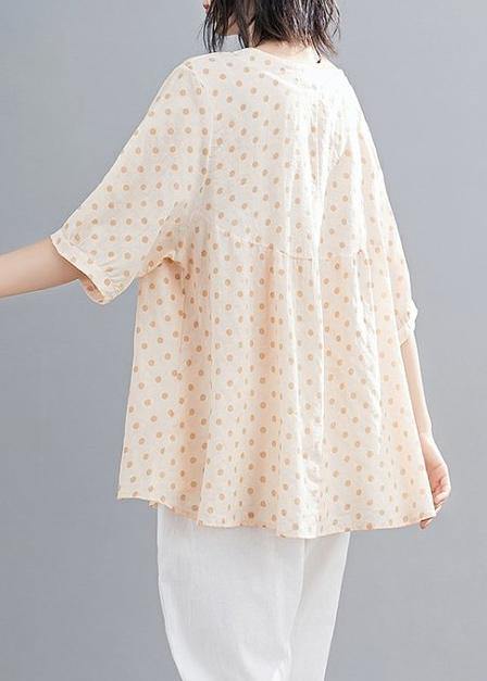 French O Neck Lantern Sleeve Cotton Summer Quilting Top Wardrobes Yellow Dotted Tops