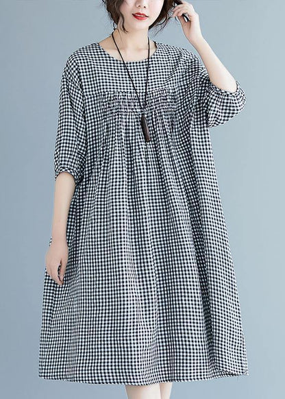 French O Neck Lantern Sleeve Clothes for Pattern Blue Dresses Summer