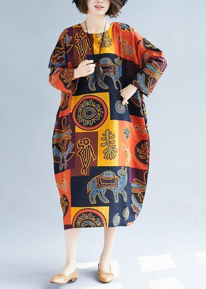 French O Neck Pockets Linen Dresses Ideas Print Dresses