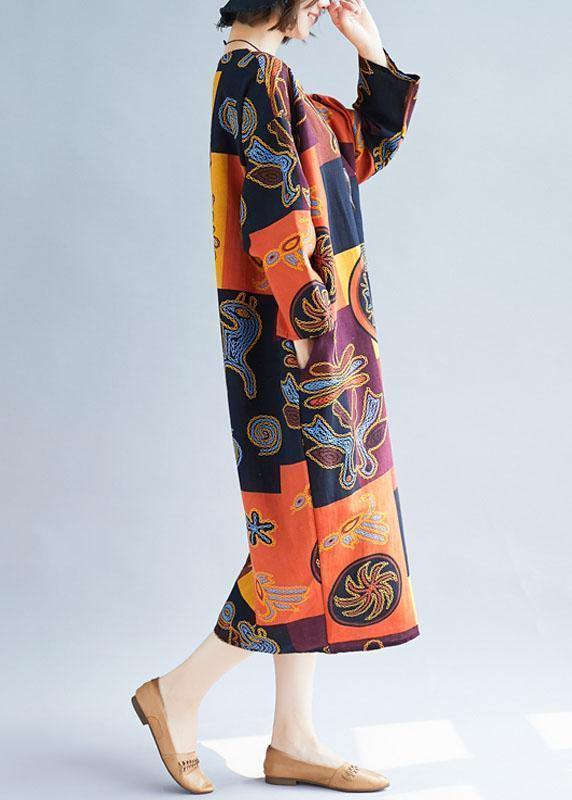 French O Neck Pockets Linen Dresses Ideas Print Dresses