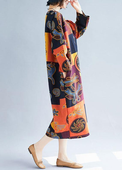 French O Neck Pockets Linen Dresses Ideas Print Dresses