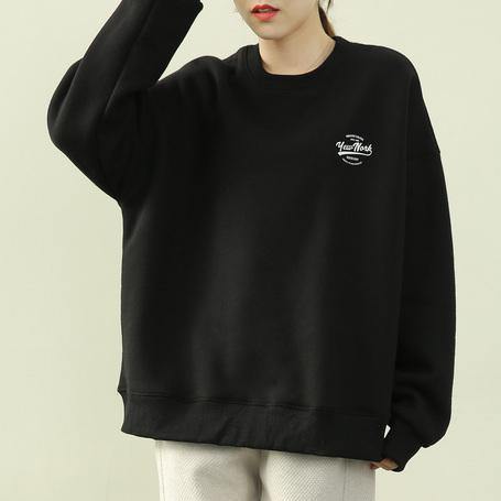 French O Neck Thick Clothes for Black Letter Top