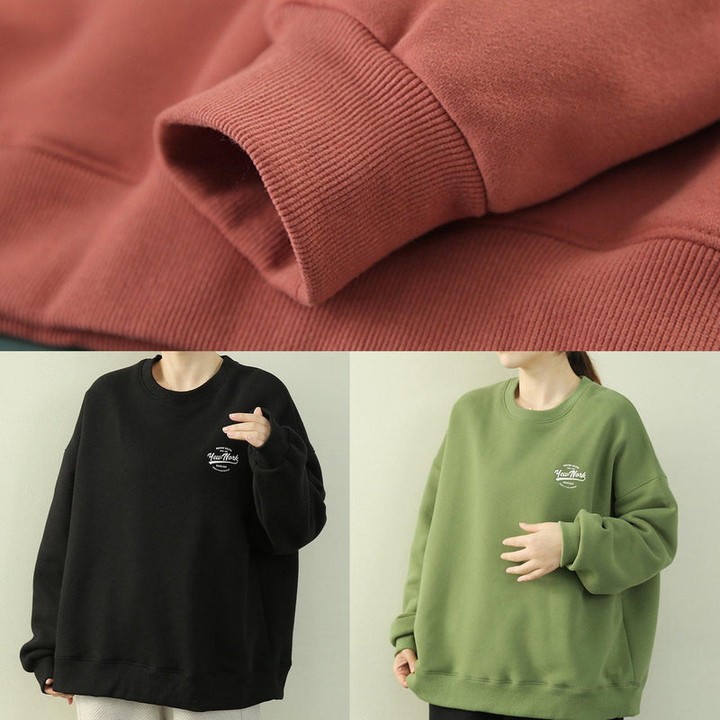 French O Neck Thick Clothes for Black Letter Top