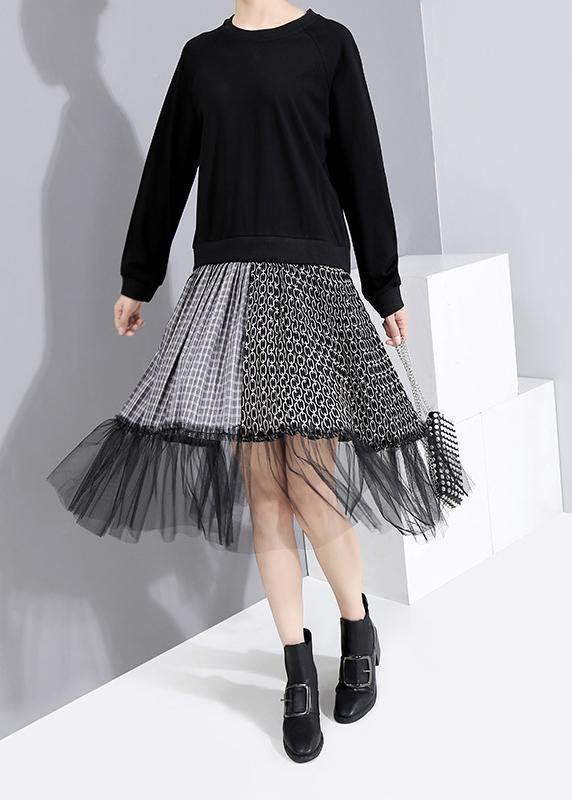 French Patchwork Tulle Cotton Fall Tunic Pattern Photography Black Art Dress