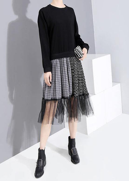French Patchwork Tulle Cotton Fall Tunic Pattern Photography Black Art Dress