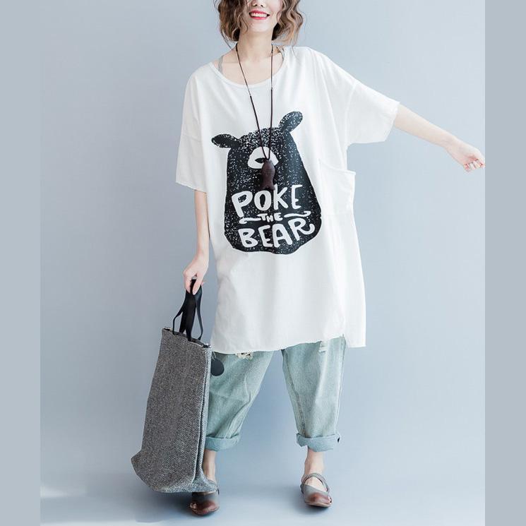 French Side Open Pockets Cotton Clothes Ideas White Loose Tops